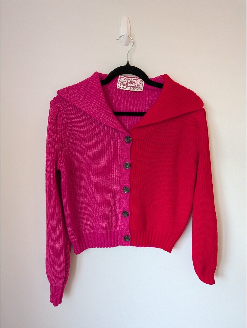 Pink Martini Two Toned Cardigan Size Small fall girly pink red girlhood cozy